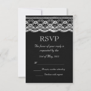 RSVP de Casamento de Locais Preto e Branco