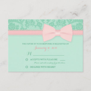 RSVP de Casamento de Luz Rosa e Mint