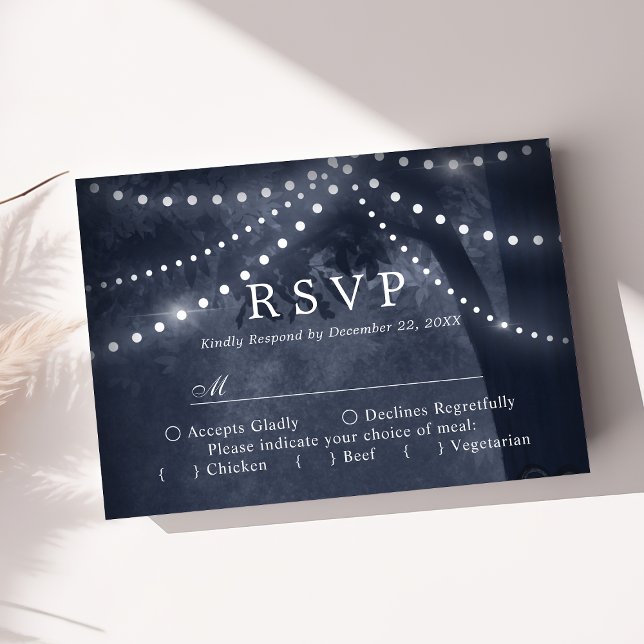 RSVP de Casamento de Luzes de Árvore Russo Azul Ma (Criador carregado)