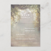 RSVP de Casamento de Luzes de Árvore Rustic Woodla