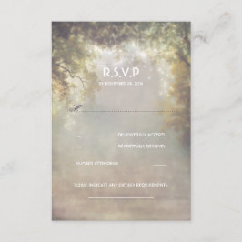 RSVP de Casamento de Luzes de Árvore Rustic Woodla