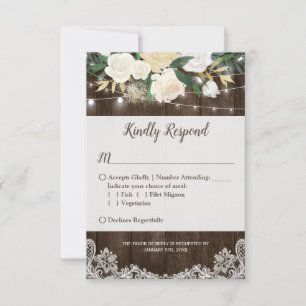 RSVP de Casamento de Luzes de Corrente Floral