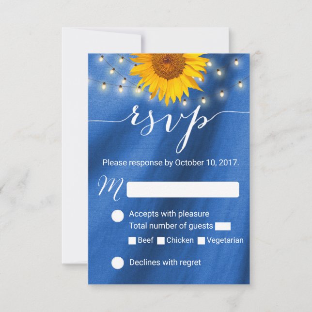 RSVP de Casamento de Luzes de Girassol e String do (Frente)