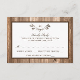 RSVP de Casamento de Madeira e Rúscula de Monogram