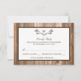 RSVP de Casamento de Madeira e Rúscula de Monogram