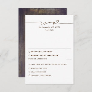 RSVP de Casamento de Madeira Rustic
