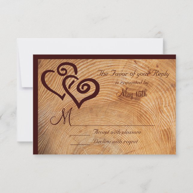 RSVP de Casamento de Madeira Rústica Country (Frente)