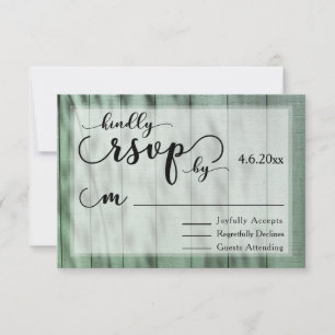 RSVP de Casamento de Madeira Verde Rústica e Velho