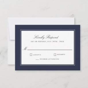 RSVP de Casamento de Marinho Simples da Elegância