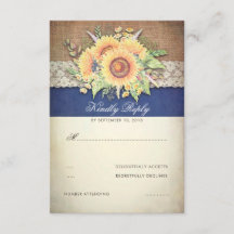 RSVP de Casamento de Marinhos Rustic Sunflower Bur