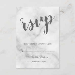 RSVP de Casamento de Mármore Branco Elegante Cláss
