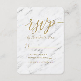 RSVP de Casamento de Mármore Branco Elegante e Foi