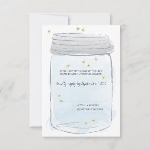RSVP de Casamento de Mason Jar e Fireflies