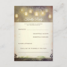 RSVP de Casamento de Mason Jar Lights Encantada