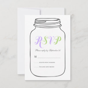 RSVP de Casamento de Mason Jar Vintage Roxo e Verd