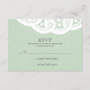 RSVP de Casamento de Mint Lace Doily