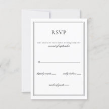 Rsvp de Casamento de Monograma Branco e Preto Mini