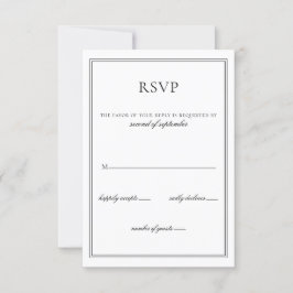 Rsvp de Casamento de Monograma Branco e Preto Mini