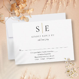 RSVP de Casamento de Monograma Dourado Minimalista