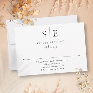 RSVP de Casamento de Monograma Dourado Minimalista