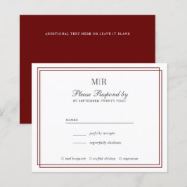 RSVP de Casamento de Monograma Elegante de Frontei