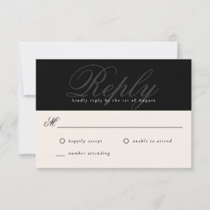 RSVP de Casamento de Monograma Mínimo do Elegante 