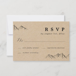 RSVP de Casamento de Montanhas e Árvores desenhada