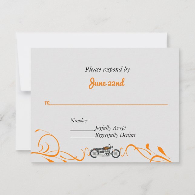 RSVP de Casamento de Motociclo Elegante e Swirls (Frente)
