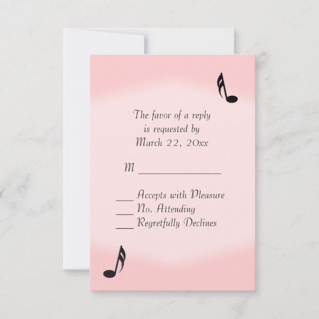 RSVP de Casamento de Música Rosa (Frente)