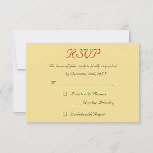 RSVP de Casamento de Natal de Faux Dourado Red Gre