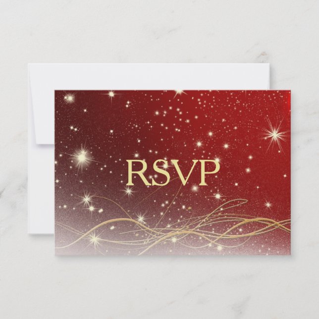 RSVP de Casamento de Natal Vermelho e Dourado (Frente)