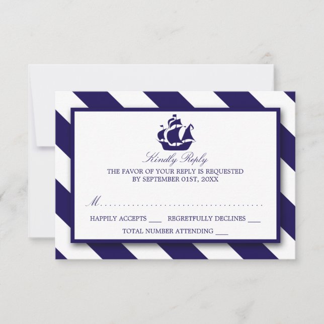 RSVP de Casamento de Náuticos e Azul Marinho (Frente)