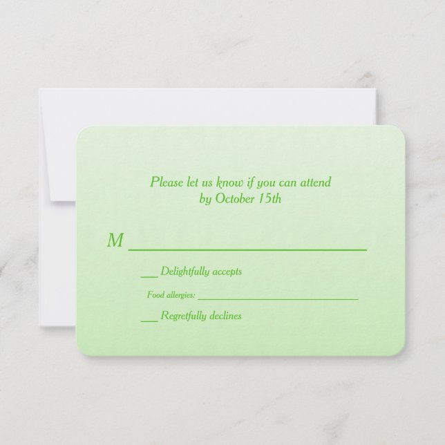 RSVP de Casamento de Ombre Verde Bilíngue (Frente)