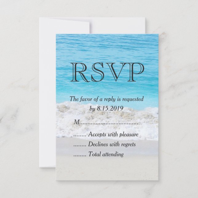 RSVP de Casamento de Onda de Areia do Oceano Azul (Frente)