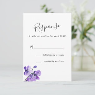 RSVP de Casamento de Orquídeas de Aquarelas Violet