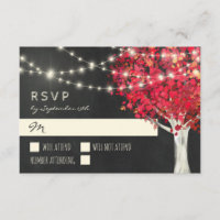 RSVP de Casamento de Outono das Luzes de Árvore Ve