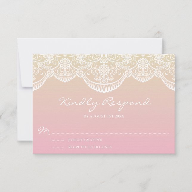 RSVP de Casamento de Padrão de Ombre Sunset (Frente)