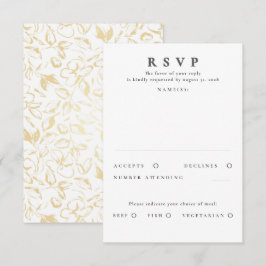 RSVP de Casamento de Padrão Floral Dourado desenha