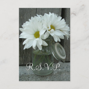 RSVP de Casamento de País/Barn - Daisies Mason Jar
