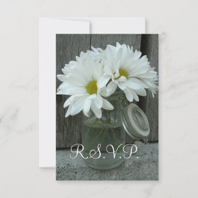 RSVP de Casamento de País/Barn - Daisies Mason Jar (Frente)