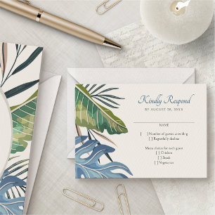 RSVP de Casamento de Palm de praia tropical