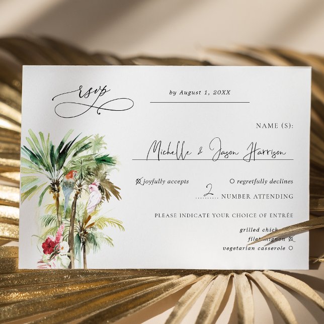 RSVP de Casamento de Palmas de Praia Tropical (Criador carregado)