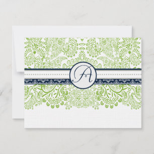 RSVP de Casamento de Pássaros de Amor Verde Maçã A