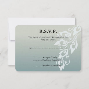 RSVP de Casamento de Pavão Branco Azul