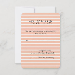 RSVP de Casamento de Peach e Stripes Brancas