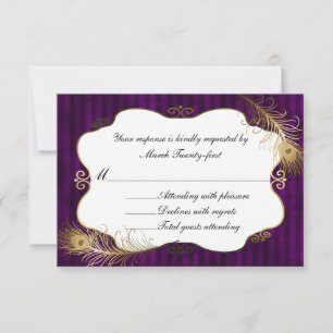 RSVP de Casamento de Penas de Peacock do Chic Mave