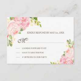 RSVP de Casamento de Peões Rosa Românticos