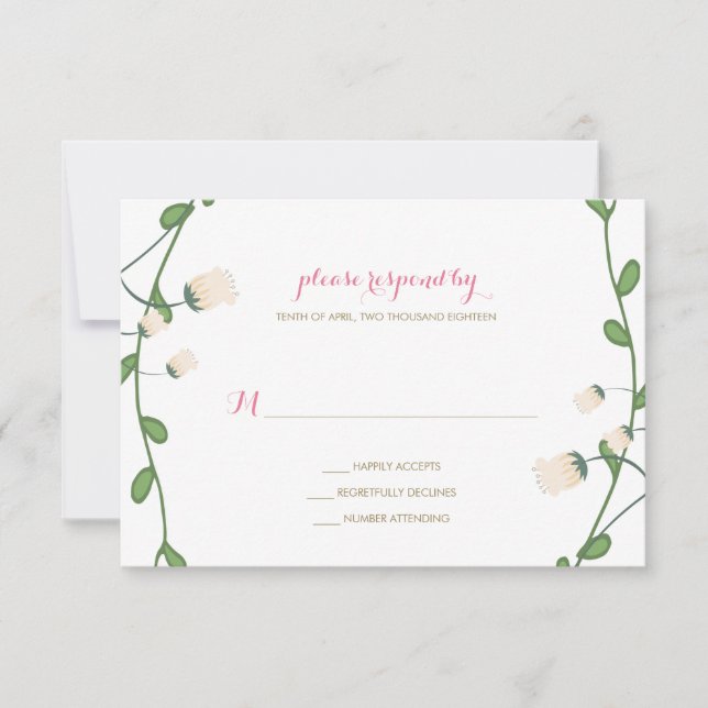 RSVP de Casamento de Peony Corner (Frente)