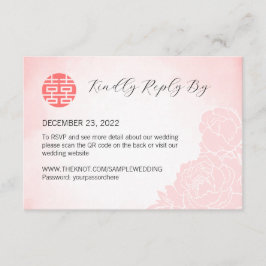 RSVP de Casamento de Peony de Aquarela Chinesa com