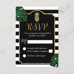 RSVP de Casamento de Pineanás Tropical Moderno do 